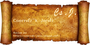 Csernák Jenő névjegykártya